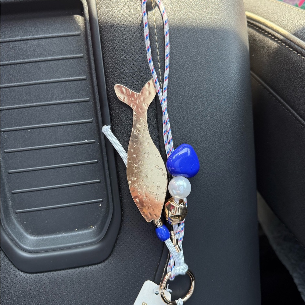 Gold Fish Keychain with Blue Accents